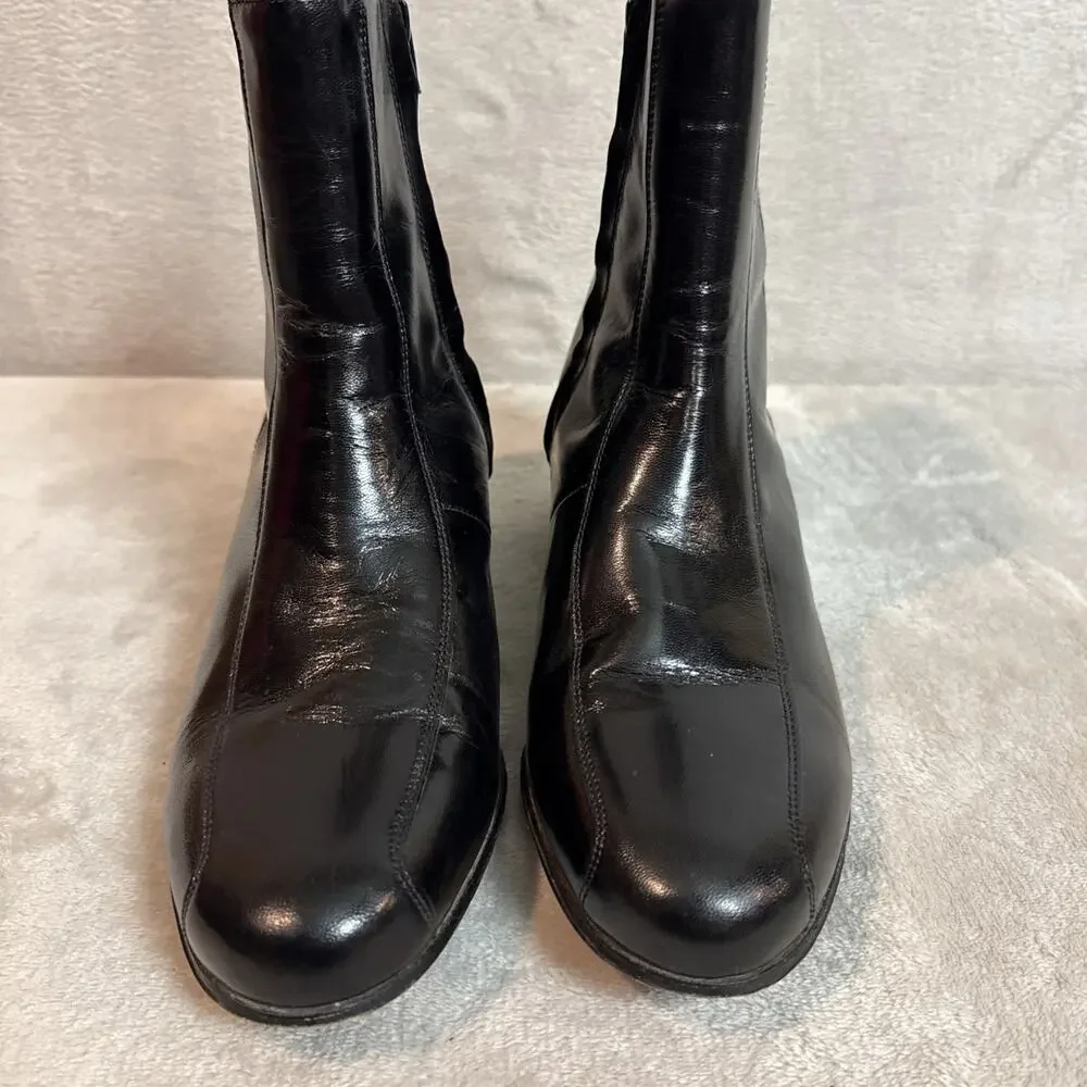 FLORSHEIM Vtg Beatle Ankle Boots Mens USA Sz 11 D Side Zip Black Leather Shoes
